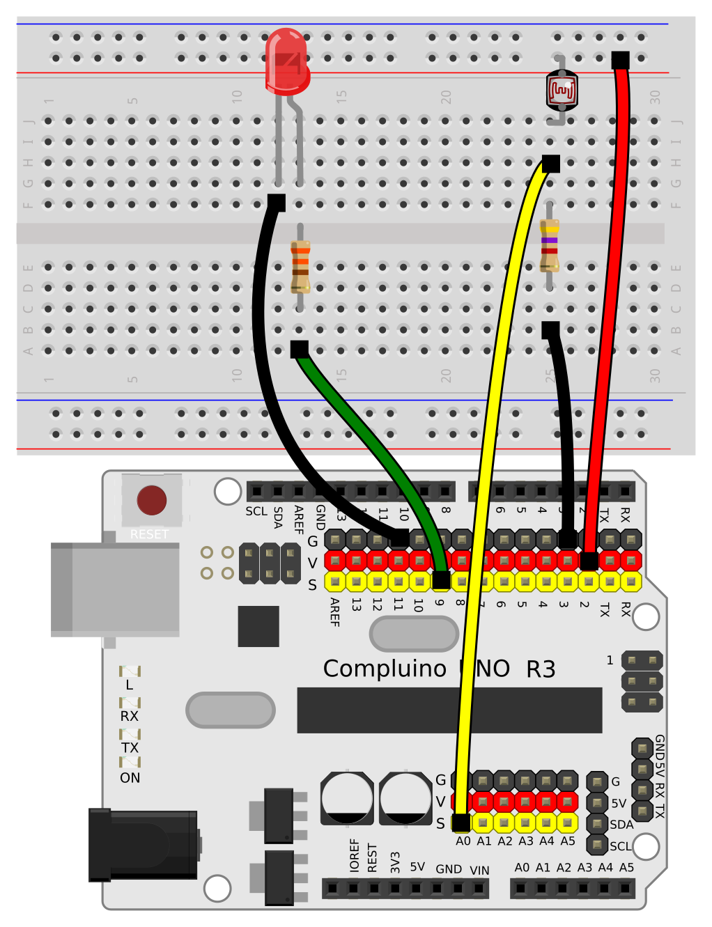 Sensor luz LDR salida analógica (ref: 0192) –