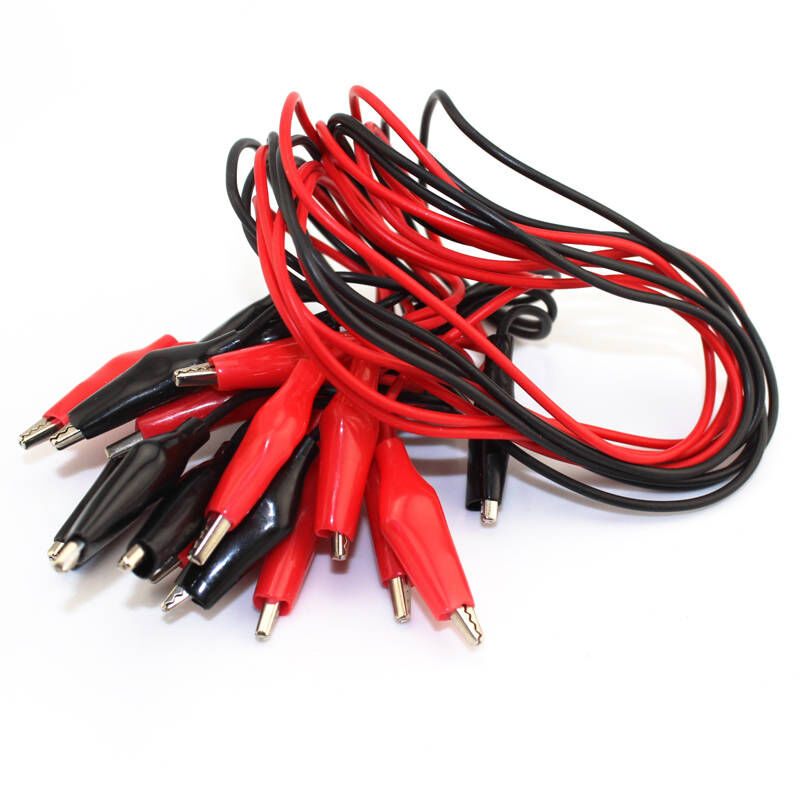 10 Cables con pinzas de cocodrilo de 45cm (rojo y negro)